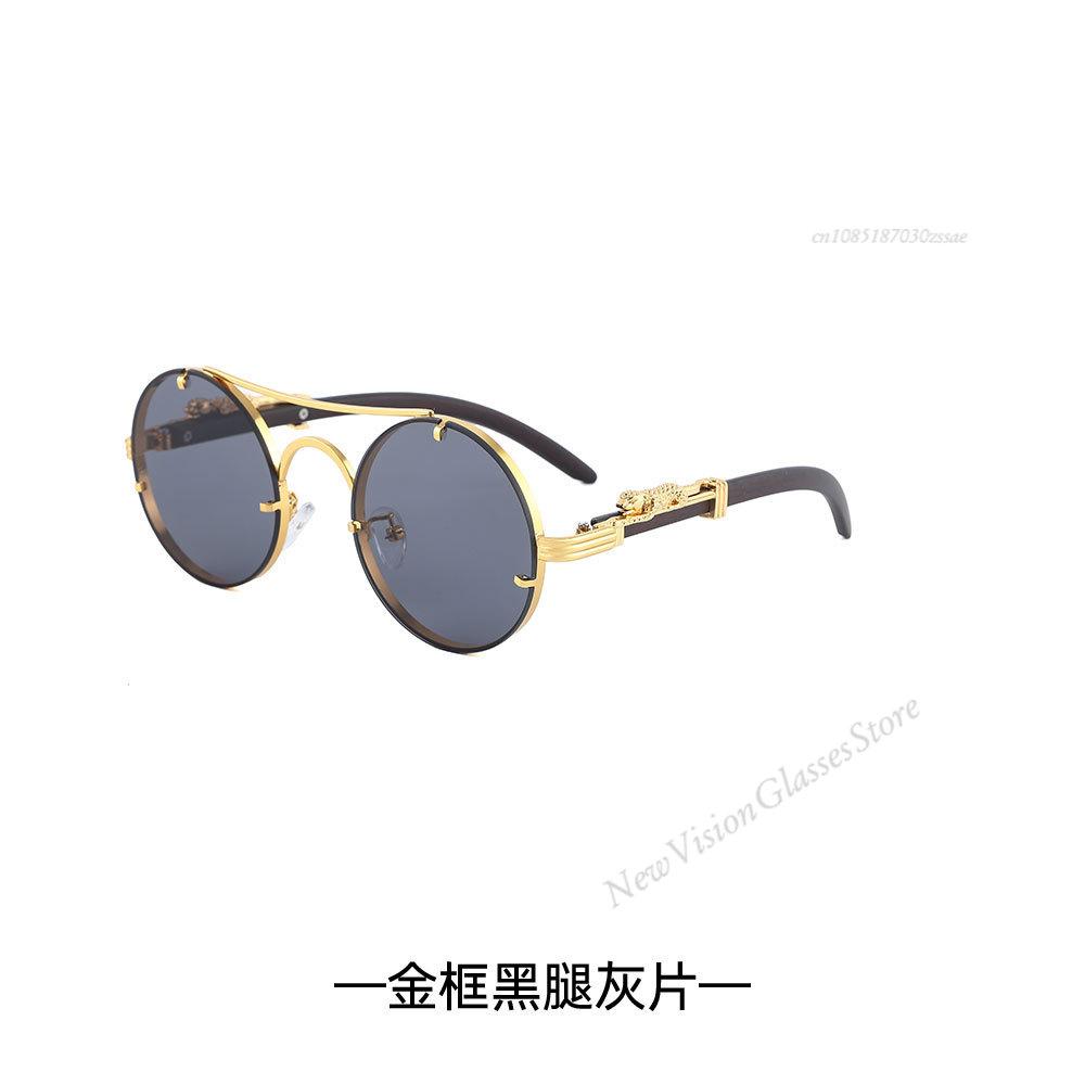 Retro Punk Round Sunglasses For Men Women Fashion Double Bridge Multi Color UV Protection Driving Travel