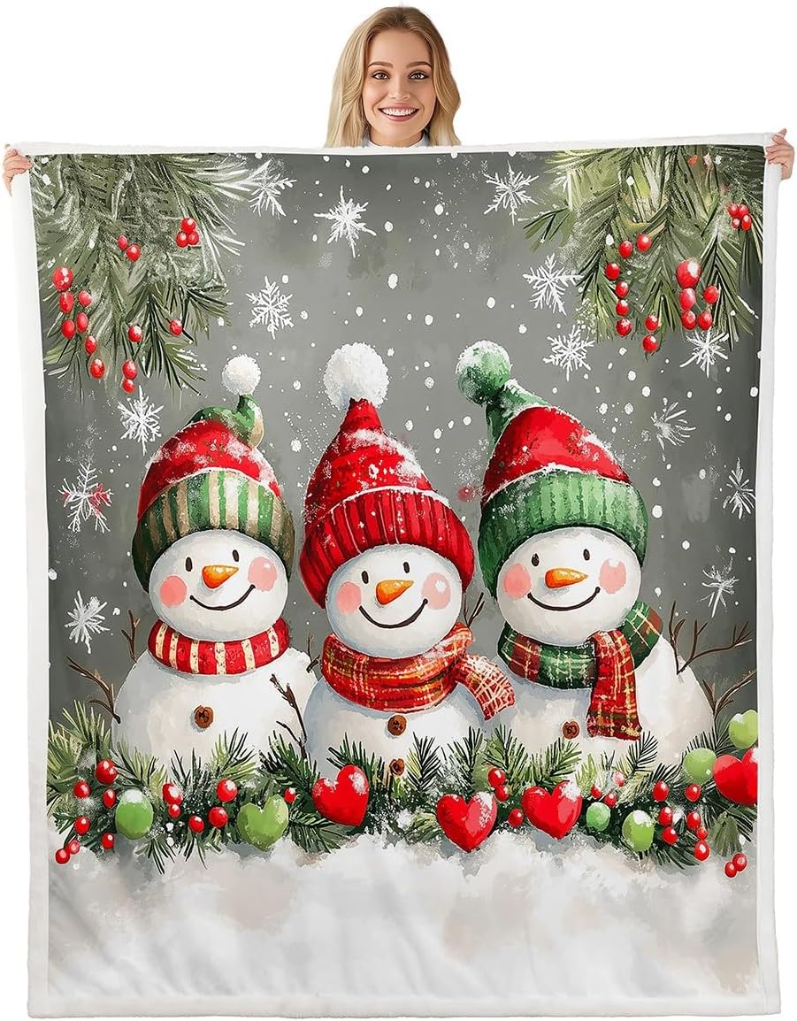 

Christmas Teddy Bears Gift Present Throw Blanket Festive Design for Living Room Decor Gift for Her HolidayStyle 70x100cm28x39in