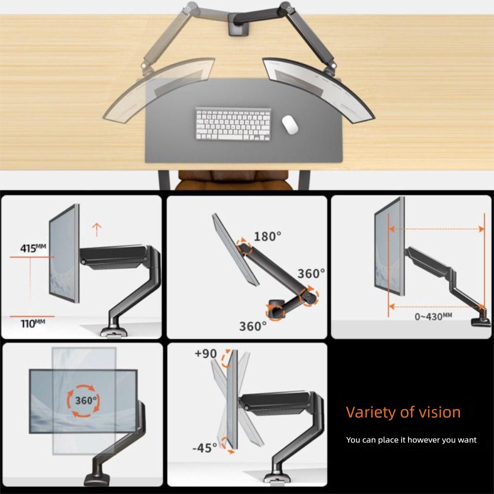 17-34 Inch Screens Gas Spring Monitor Arm Up To 20lbs Computer Monitors Stand Monitor Mount  Home