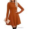 Women's Long Sleeve Ribbed Knit A-line Dress, Autumn 2025 Collection
