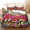 Art Style Print Graffiti Full Comforter Cover Set - 2 Person Bed Linen Set With Duvet Cover And Pillowslips Personality Bedding