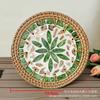 17cm Vietnamese Handwoven Rattan Mat, Round Natural Table Pad for Hot Cups, Boho Kitchen Desktop Decor