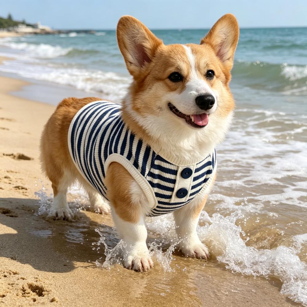 1pc  Simple striped knitted vest, soft dog teddy bear for spring and summer, small and medium-sized dog, cat pet clothes