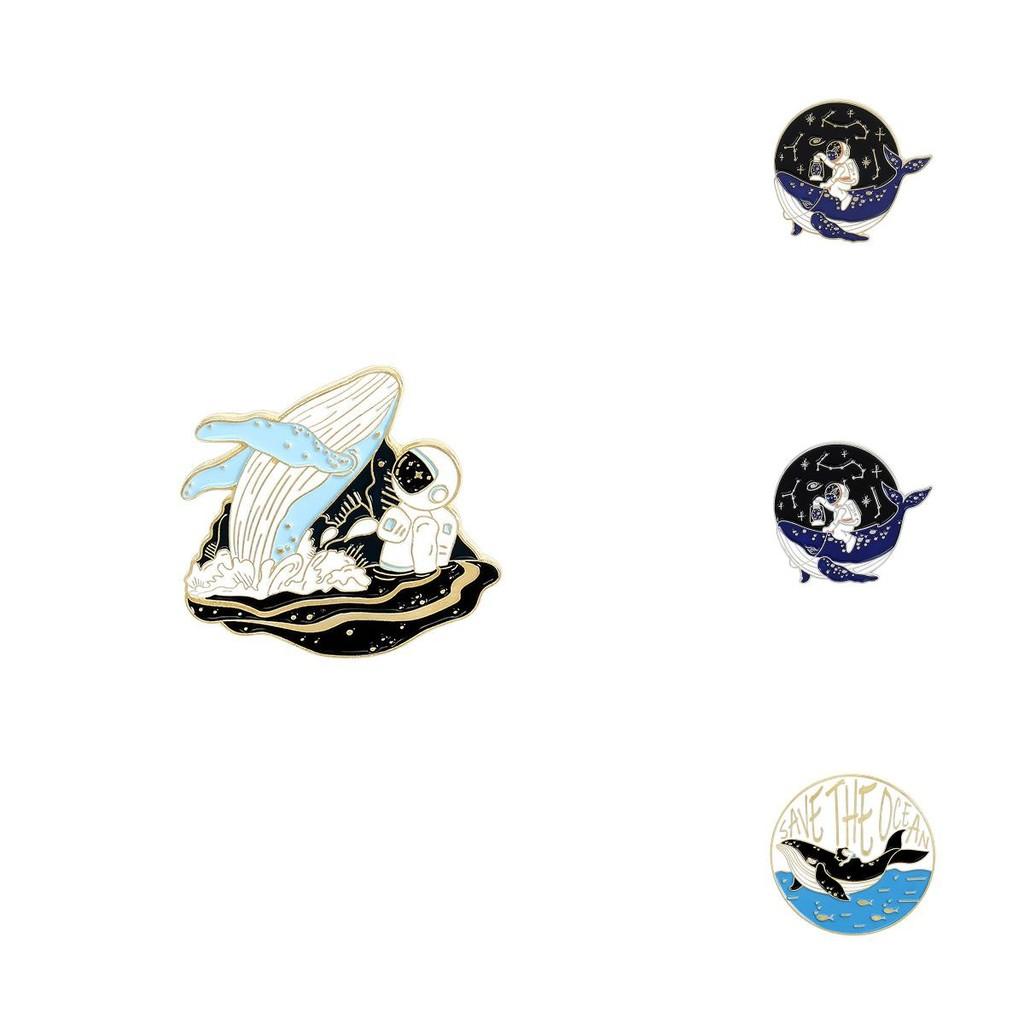 Cute Creative Astronaut Whale Series Brooch Alloy Design Pin For Versatile Fashion Accessories