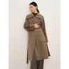 Elegant Large Lapel Mulberry Silk Wool Long Coat