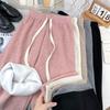 Plush, Knitted Pants, Women's Pants, Plush, Thickened, High Waisted Pants, Loose, Casual Pants, Straight Leg Pants, Wide Leg Pants