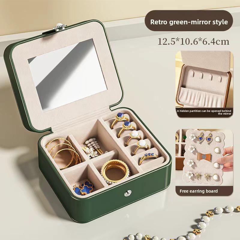 Jewelry Box Retro Jewelry Storage Box High-end Delicate Necklace Earrings Stud Earrings Small Portable Jewelry Travel