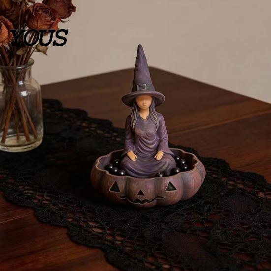 Halloween-Hexen-Aufbewahrungsbox, gesichtsloses Tablett, Harz-Kürbis-Süßigkeitenschale, Figur, Festliche Wohnkultur, Schreibtisch-Organizer für Süßigkeiten, Schlüssel, Schmuck, Eingangsbereich