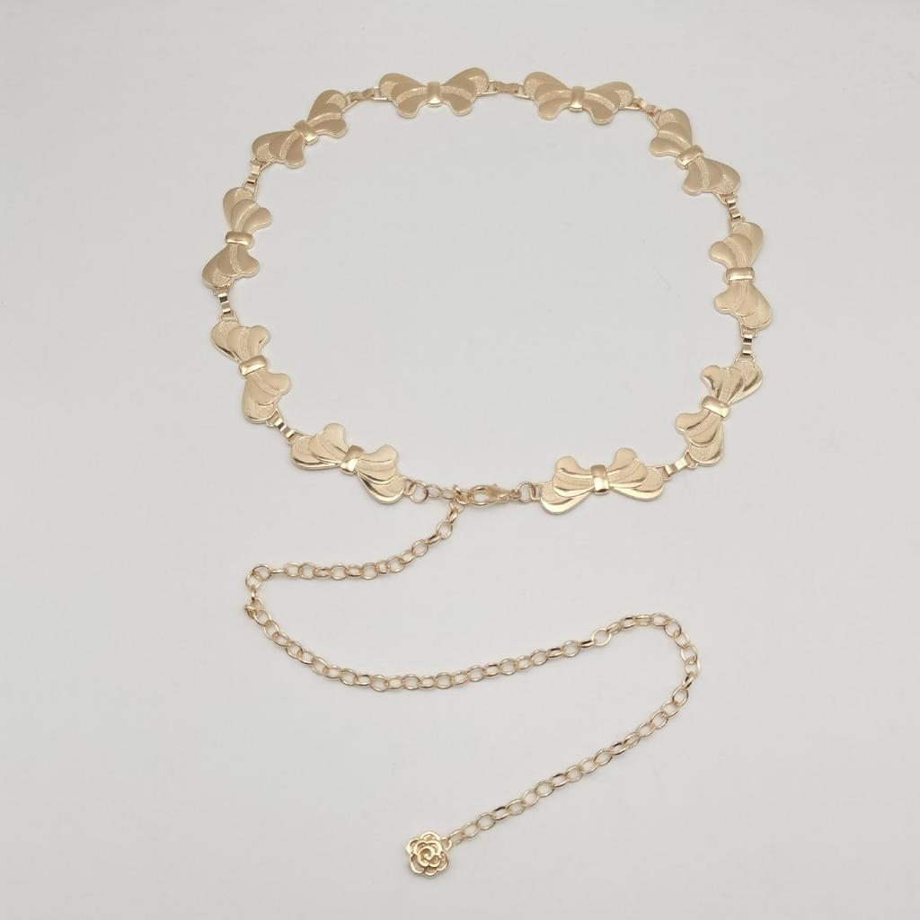 European & American Fashion Women's Metal Chain Waist Belt with Inlaid Pendant