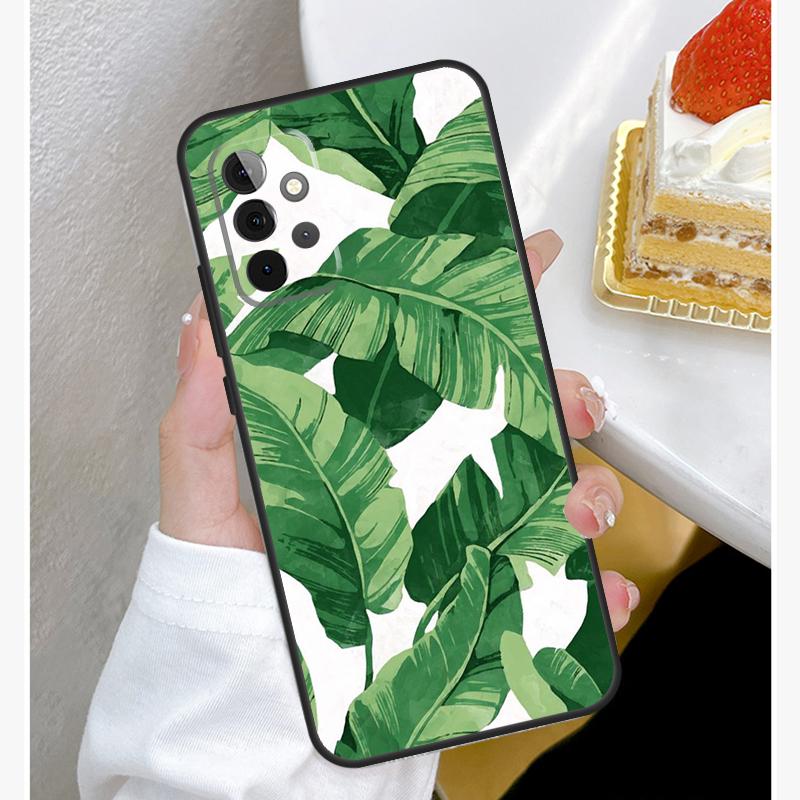 Banana Leaves Case For Samsung Galaxy A15 A25 A35 A55 A51 A71 A12 A32 A52 A13 A33 A53 A14 A34 A54 Cover