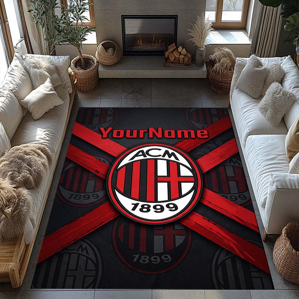 Ac Milan Personalized Text Area Rug Suitable for Decorate room Dormitory Game Room Bedrooms Antislip Carpet Anime Office Decor Wedding Party Gift