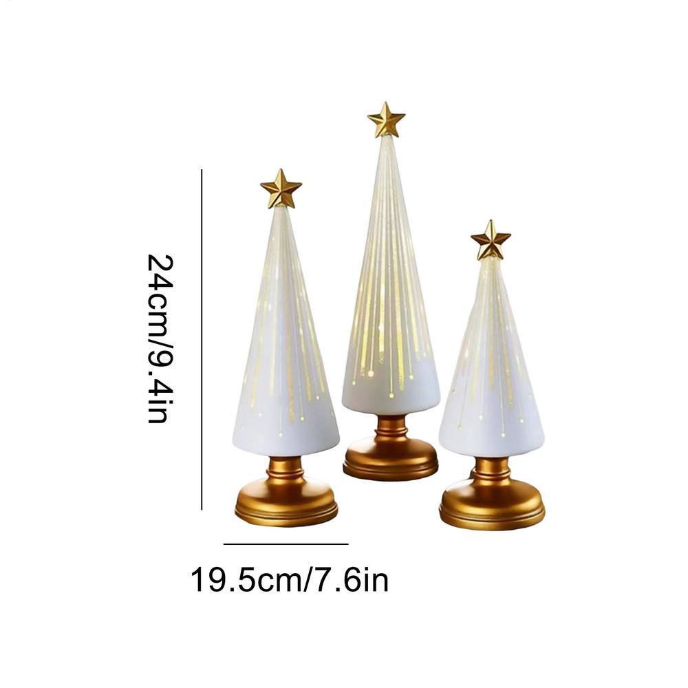 Table Top Christmas Tree 3 Pieces Christmas Figurines Resin Star Topper Tree Figurine For Indoor Winter Holiday Party Room