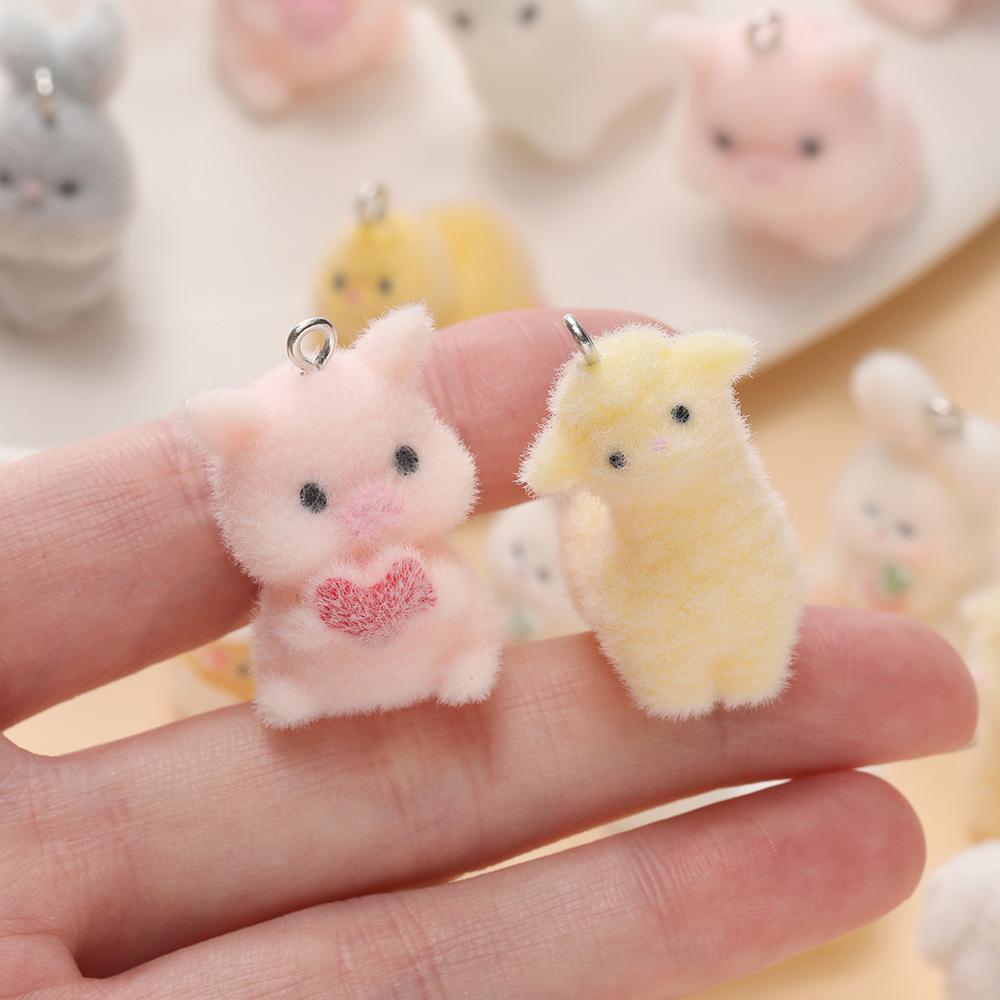 1pcs Resin Flocking Cute Cartoon Pendant DIY Pendant Jewelry
