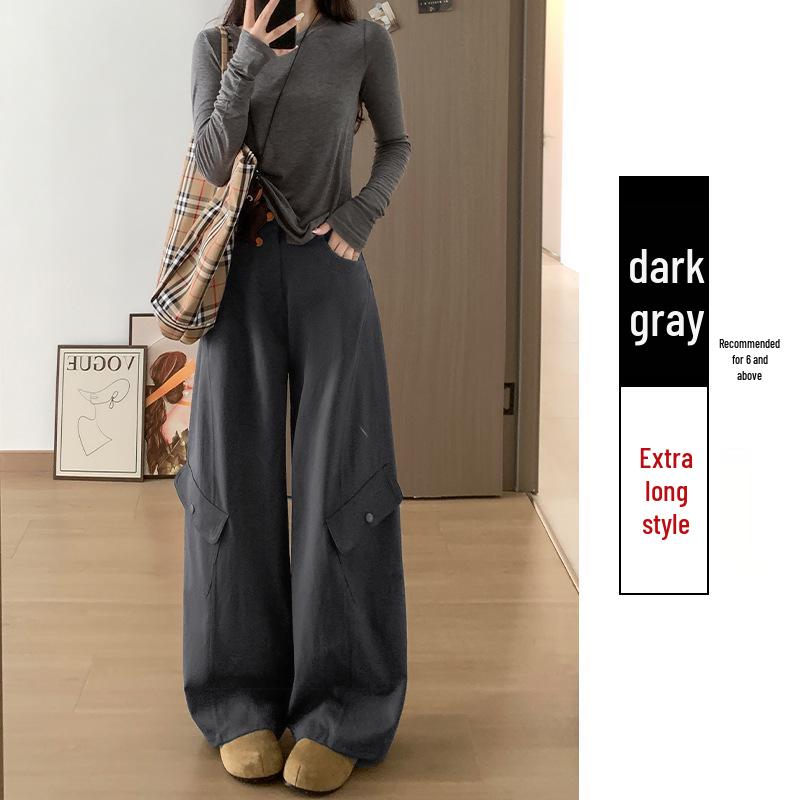 

High-Waist Loose Cargo Pants for Women - Trendy, Versatile, and Casual Wide-Leg Trousers for Spring/Autumn S