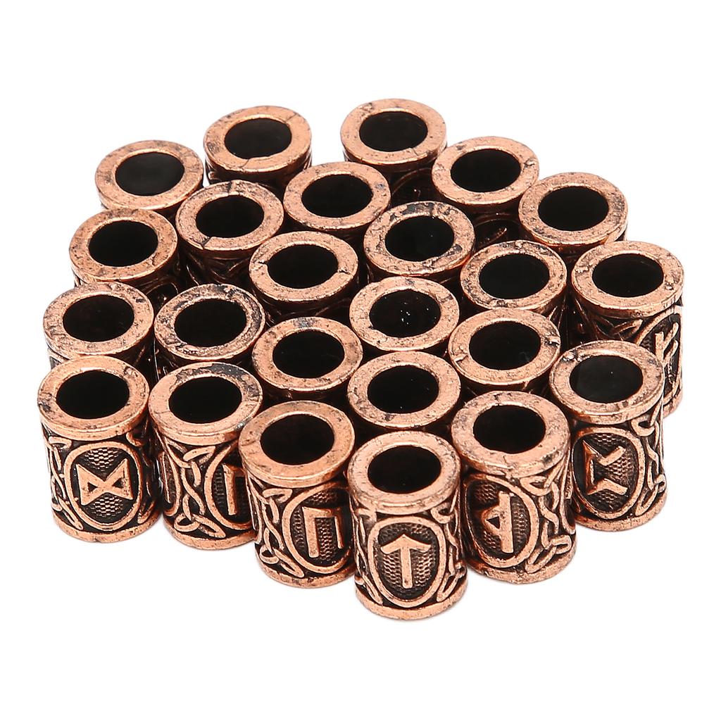 24 Stück Wikinger-Haarperlen für Bart, Vintage-Haarschlauch, Perlen für Haare, Flechten, Armband, Anhänger, Halskette