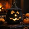 Uniek Seizoensgebonden Cadeau Halloween Hars Pompoenmand Nep Geweven Lantaarn Ornament Spookachtig Gotisch Huisdecor Zwarte Snoeppot voor Tafelblad Schouw
