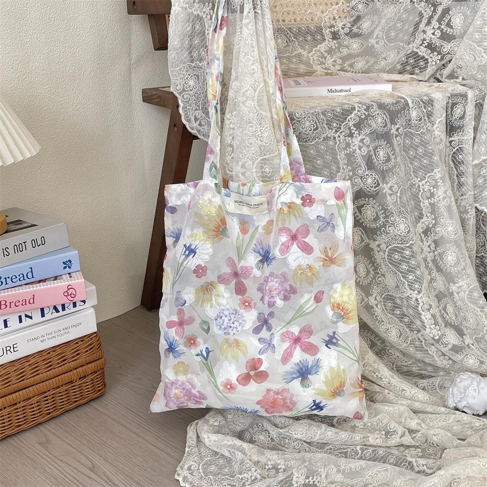 Klein frisch und sanft Wind Fee Chiffon Canvas Tasche Tulpe Damen Schulter Weste Tasche große Kapazität tragbar