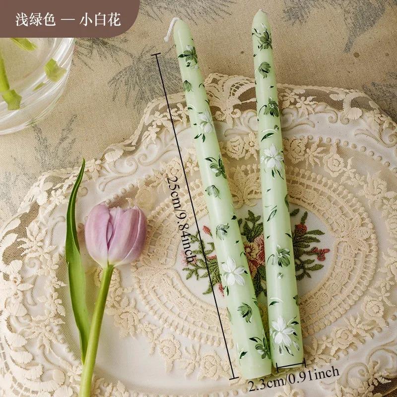 Printed Long Pole Candles European Romantic Candles Dinner Wedding Holiday Family Cross Border Smoke Free Candle Home Decorative