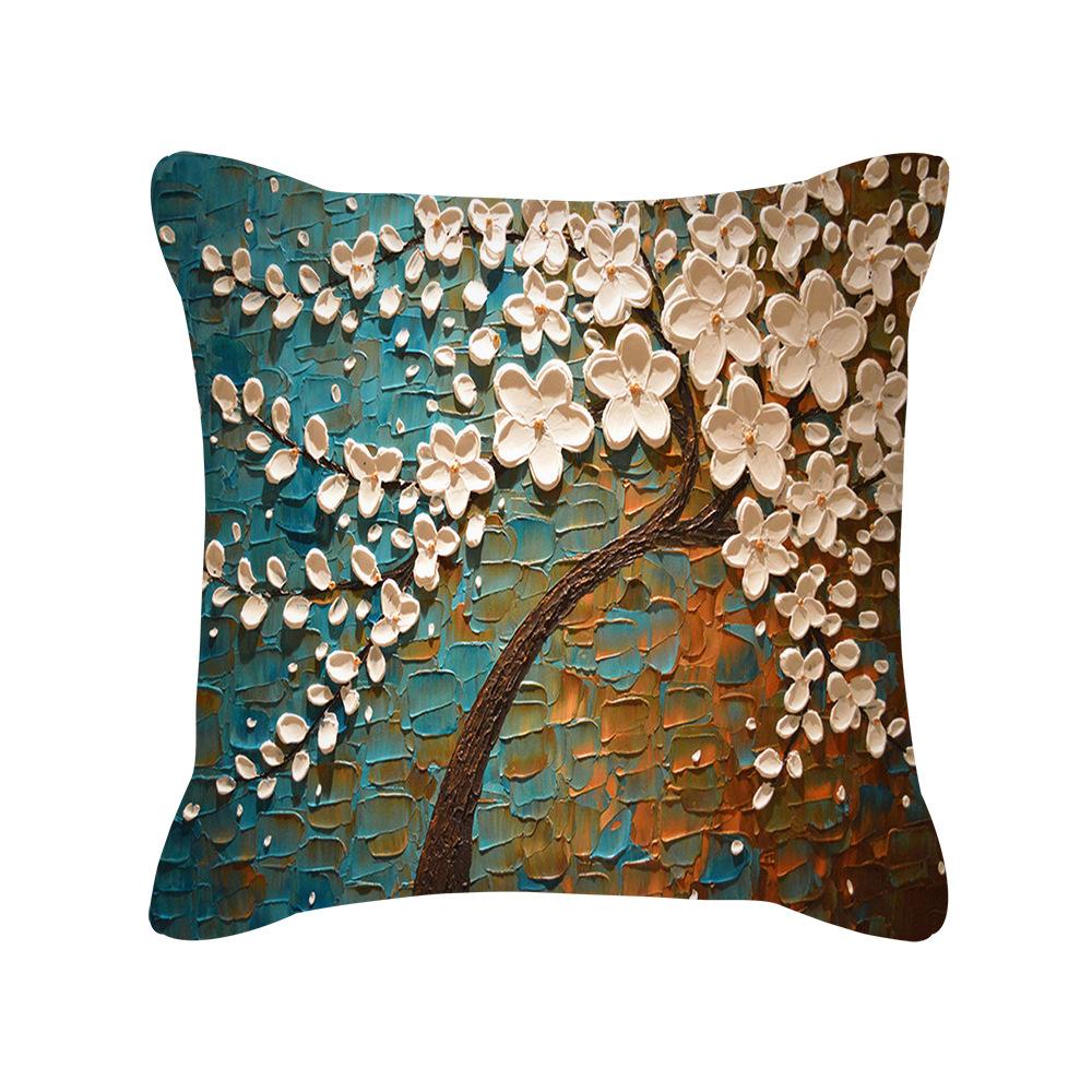 Ins Nordic Oil Painting Color Tree Sofa Pillow Cover Cushion Cushion Cover New Household Products