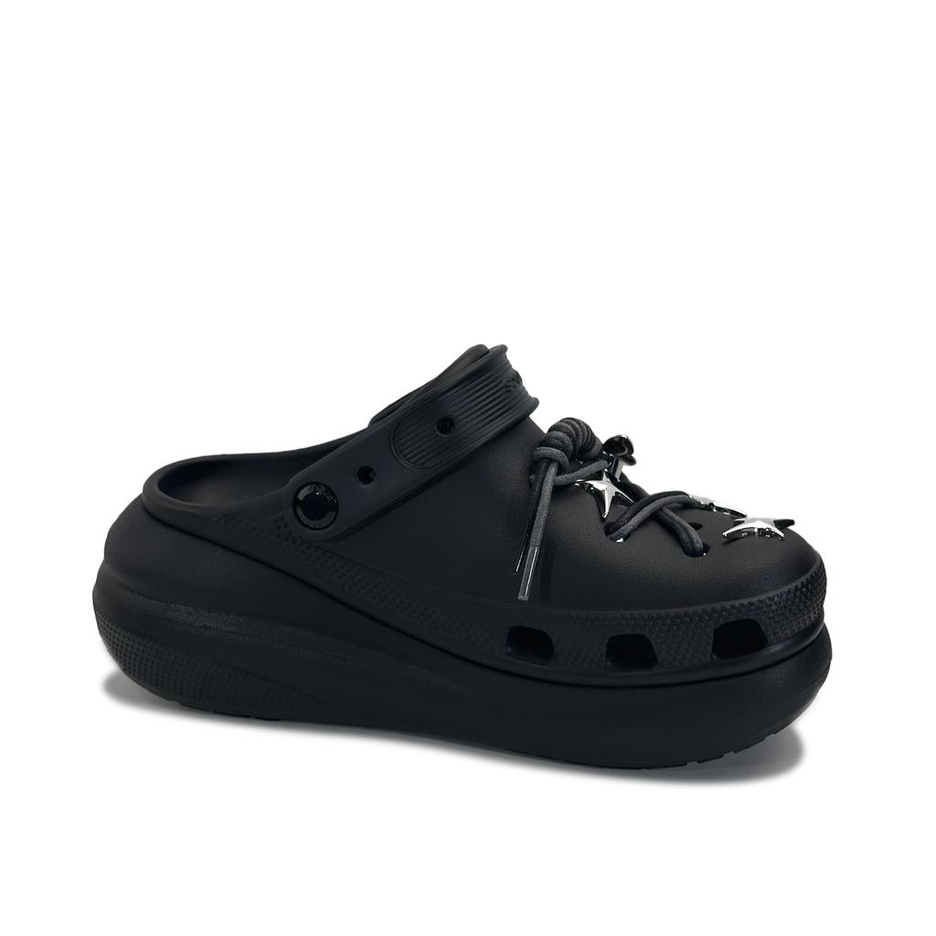 Crocs Crush Clog EVA Silver Thorn Butterfly Four-pointed Star Lock Buckle Fashionable Unique Sweet Cool Dark Clogs Unisex Black