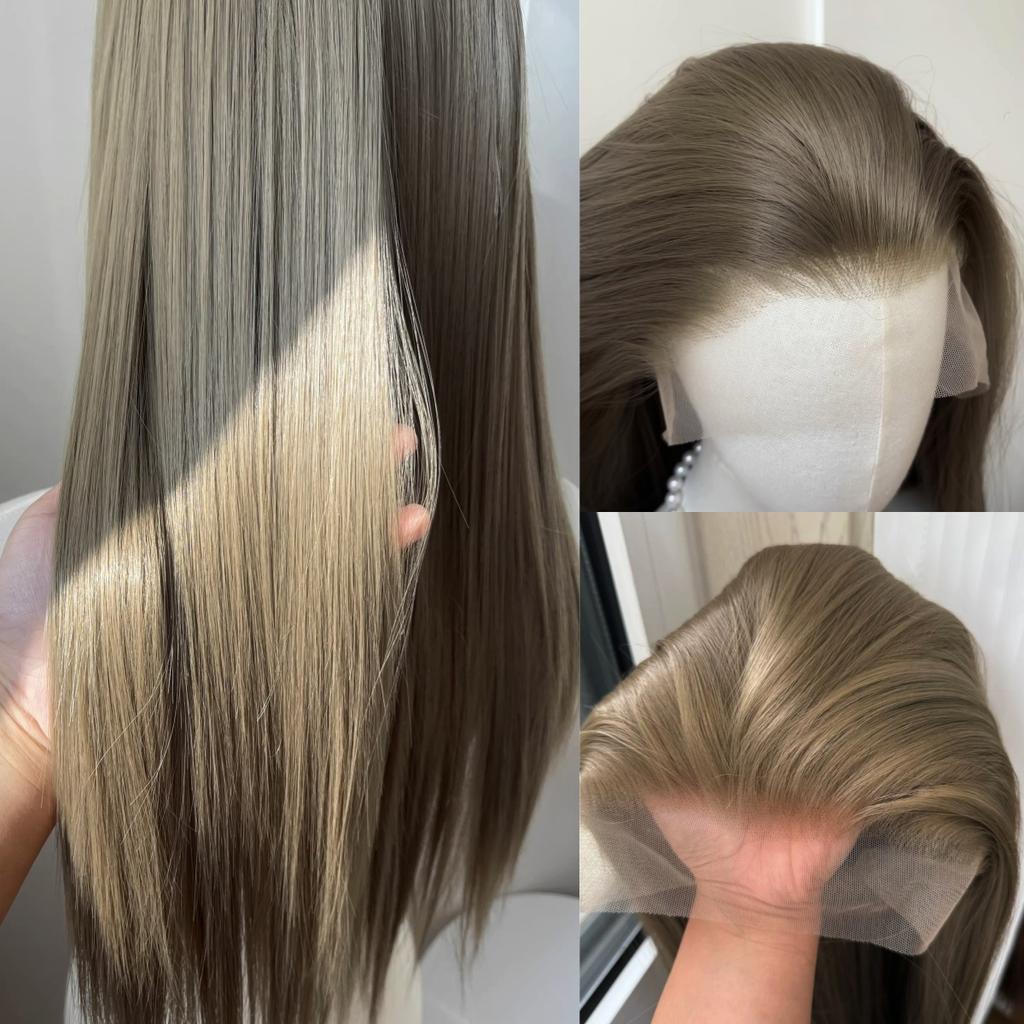 Bluestone Ash Brown Wig for Women 13×4 Lace Front Wig 26inch Free Seam Separation High Quality Synthetic Lace Wigs for Daily Use