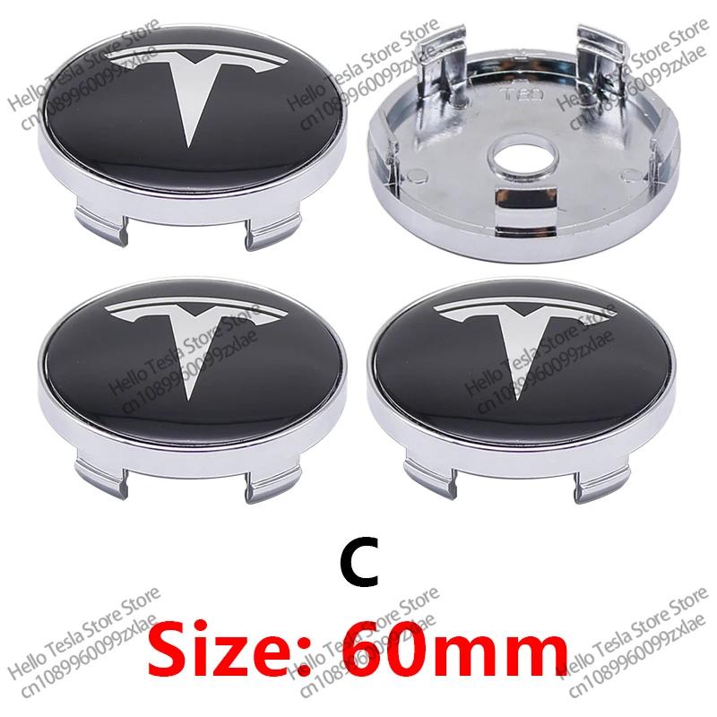 Car Sticker Tesla 4Pcs 56/60mm Car Wheel Center Hub Cap Car Accessorie For Tesla Model 3 2021 S X Y Style Roadster Invader Coil