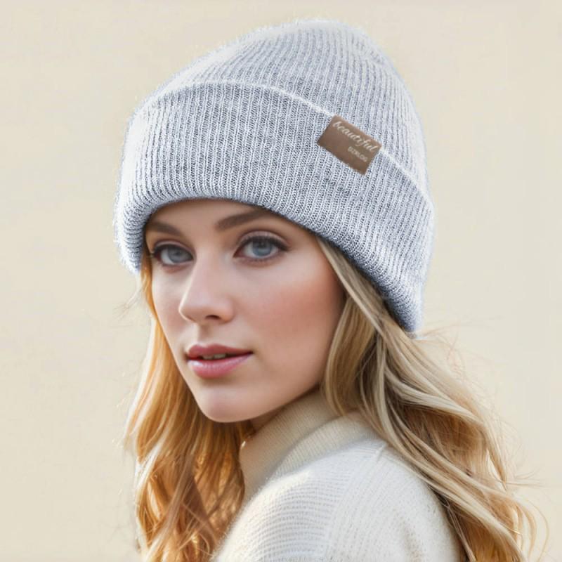 Korean Style Women's High Stretch Knit Wool Hat - 2026 Autumn/Winter Fashion Warm Head Cover for Cold Weather