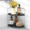 Kitchen Spice Rack Standing Shelf, 2-Tier Corner Storage Shelf, Bathroom Countertop Organizer, Vanity Tray Cosmetic & Makeup Storage, Silver&Black