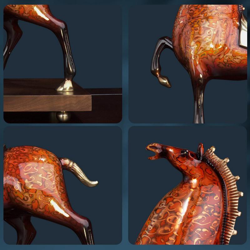 Horse Figurine Modern Copper Ornaments Miniature Living Room Home Decoration Model Luxury Accessory Figurine Chinese Art Model