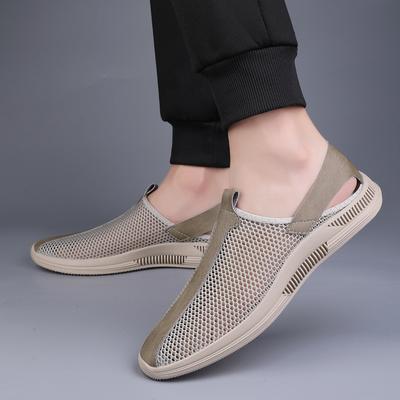 Fashionable 2024 Men's Mesh Fly Woven Breathable Casual Sports Shoes Comfortable Lazy Slip On Shoes Casual Men Anti-Odor Shoes