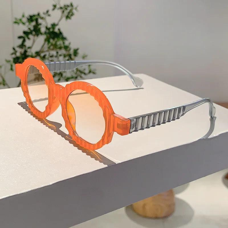 Vintage Unique Stripe Round Sunglasses Women For Men Fashion Double Candy Color Shades Uv400 Punk Trend Luxury Sun Glasses