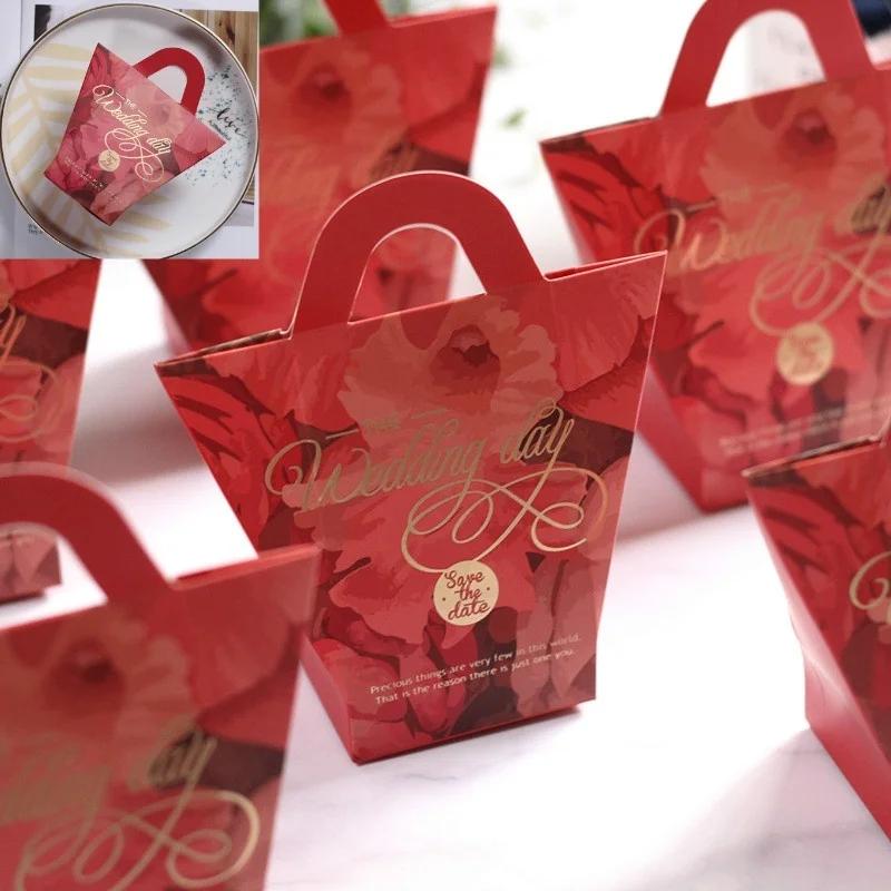 Creative Wedding Supplies T-shaped Hand Bag Large Wedding Candy Box European Wedding Gifts Box for Guests