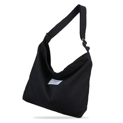 Tote Bag Canvas Shoulder Bag Large Capacity Commuting To School Crossbody Bag Men Women [RUMIERE] (Black A)