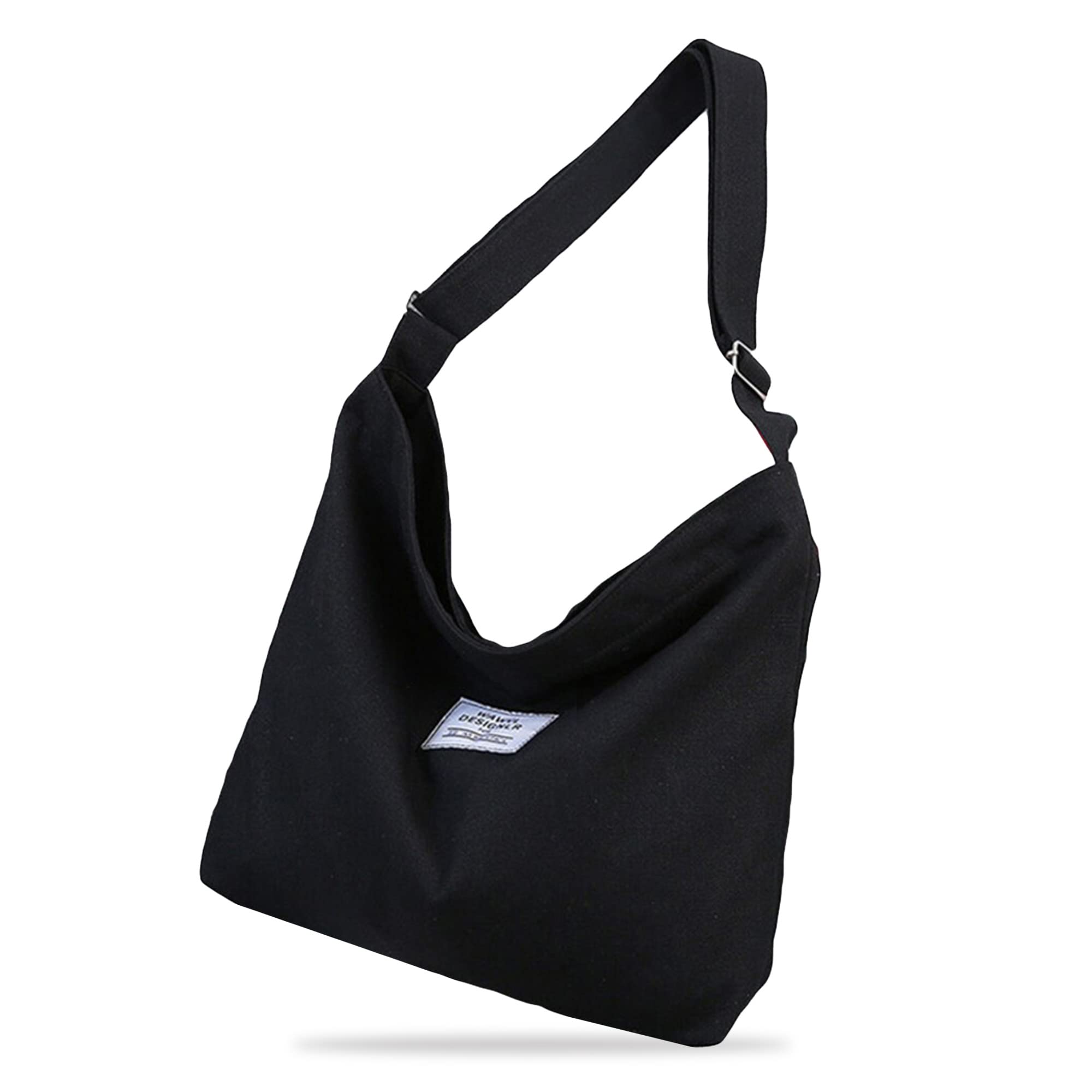 

Tote Bag Canvas Shoulder Bag Large Capacity Commuting to School Crossbody Bag Men Women [RUMIERE] (Black A)