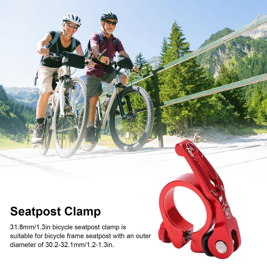 Quick Release Seatpost Clamp Aluminum Alloy 34.9MM Seat Clamp for Bike Road Bike Casual Bike