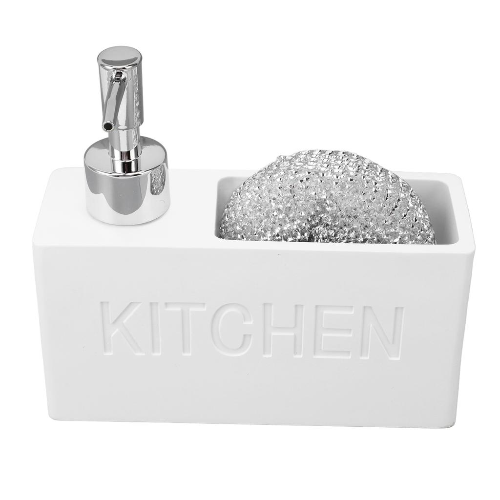 Kitchen Soap Dispenser with Sponge Holder Press Type Dish Soap Dispenser Pump Bottle with Steel