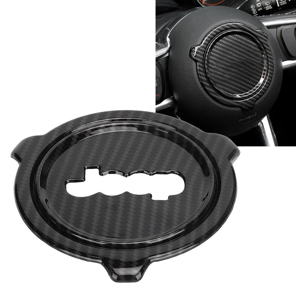 Car Carbon Fiber Texture Steering Wheel Center Trim Frame Cover Fits for Jeep Wrangler JL 2018 +