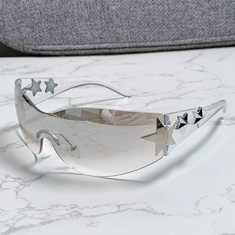 Y2K Frameless Star Sunglasses - Stylish Large Frame for Outdoor Cycling