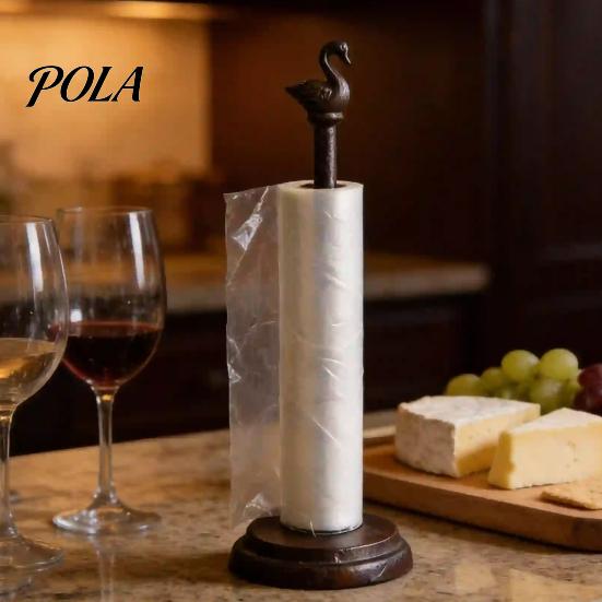 Porta pellicola trasparente e alluminio Porta rotoli di carta da cucina, Supporto multifunzione per rotoli di carta da cucina, Portatovaglioli in ghisa retrò con base ponderata,
