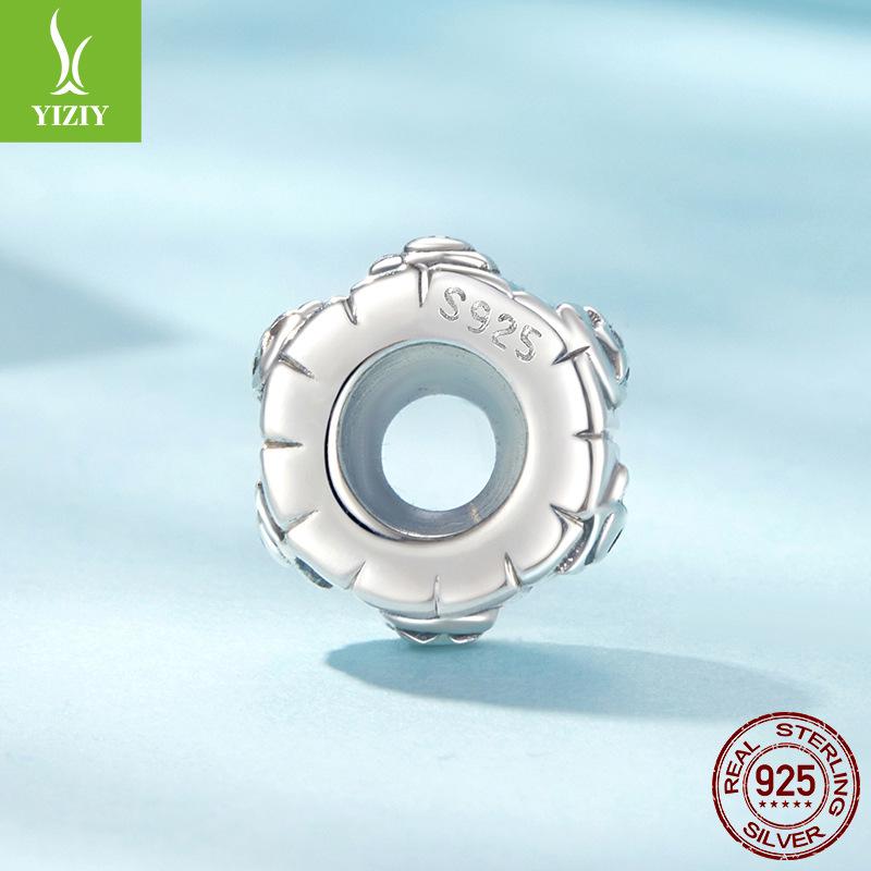 S925 Sterling Silver Love Star Silicone Ring Bead Diy Bracelet Beaded Jewelry Accessories Beads Loose Beads
