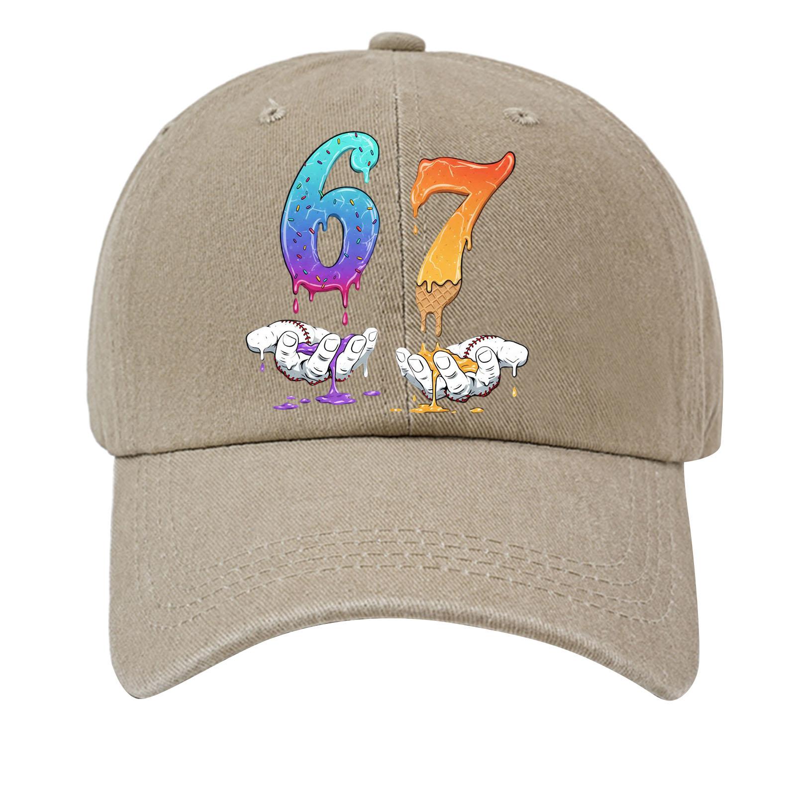 

Washed Cotton Baseball Cap With Printed Distressed Soft Top Denim Hat For Men, European And American Retro Hat One Size бежевый