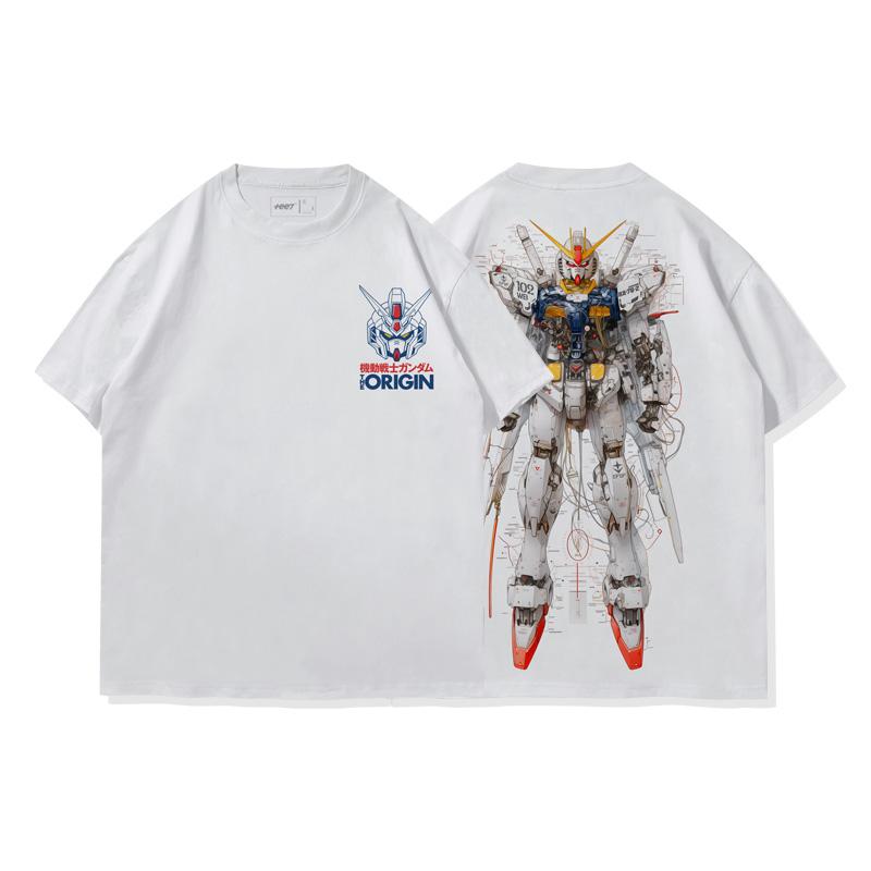 Japanisches Anime Gundam T-Shirt Mechanische Anatomie Diagramm Schwer Reine Baumwolle Locker Herren und Damen Streetwear L