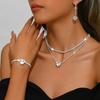 Meier Heart rhinestone necklace earrings bracelet three-piece set fashion bridal suit