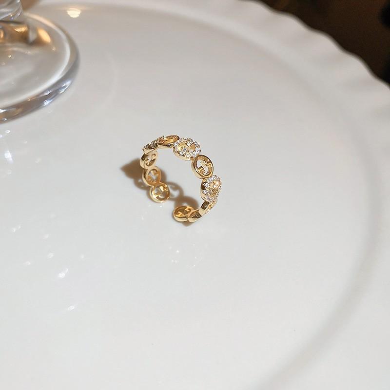 Vintage Palast Blumenring Diamantstil Leichter Luxus Premium Zeigefinger Schmuck