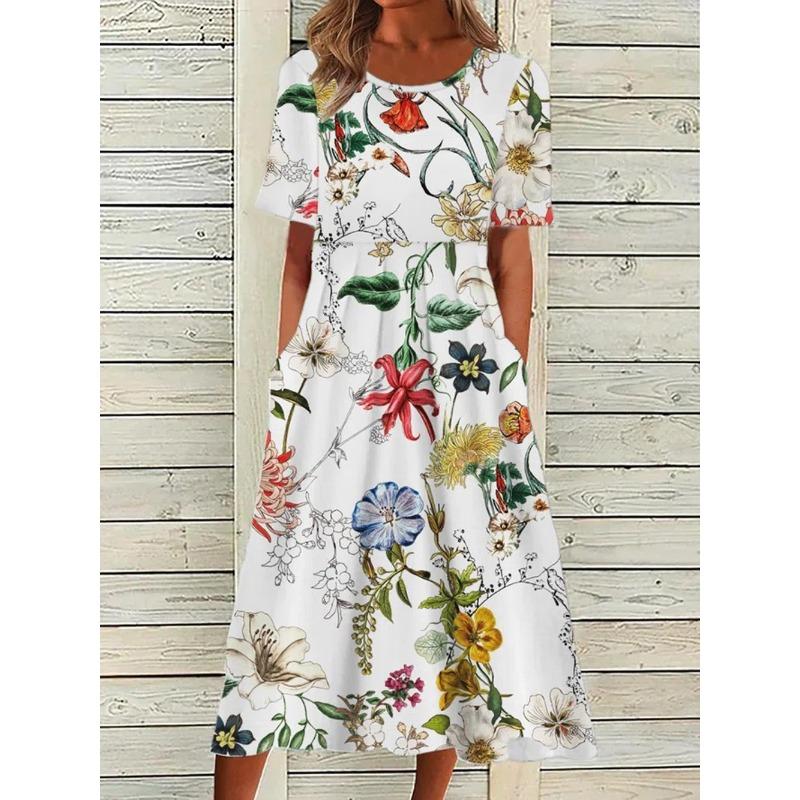 BITCED Fashion Summer Spring Short Sleeve O-Neck Casual Dresses
