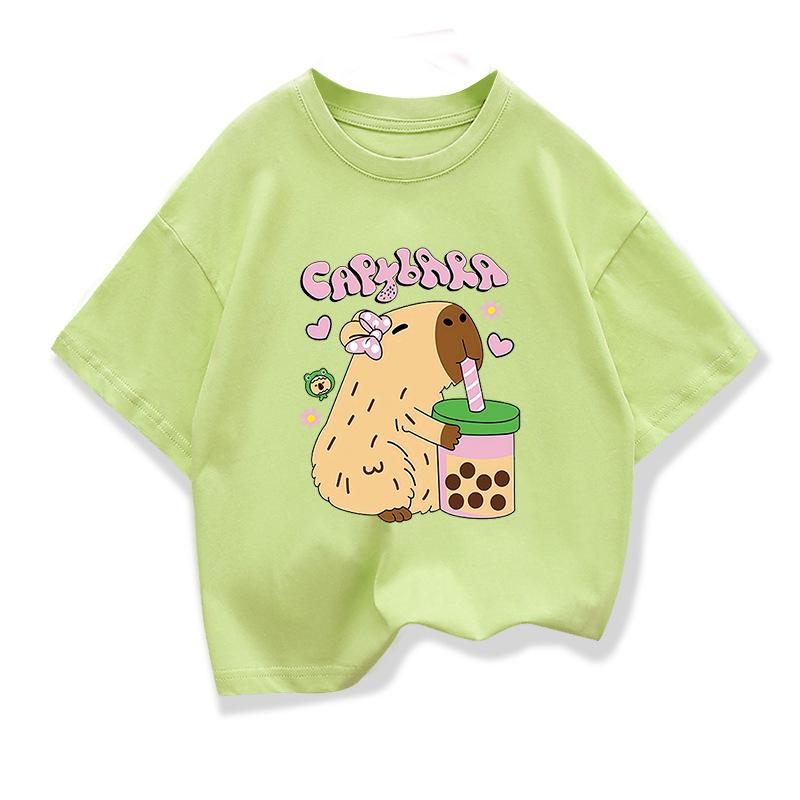 Summer Kids Tshirts Capybara Printed Cartoon T Shirt for Girls Animal Printing Boy T Shirt Tops Tees Children Clothes