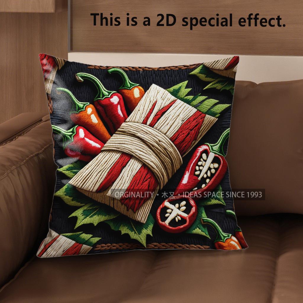 2D Rustic Farm Chili Corn Throw Pillow Covers Pattern Cushion Cover Suitable For Sofa Bedroom Car Pillow Cover