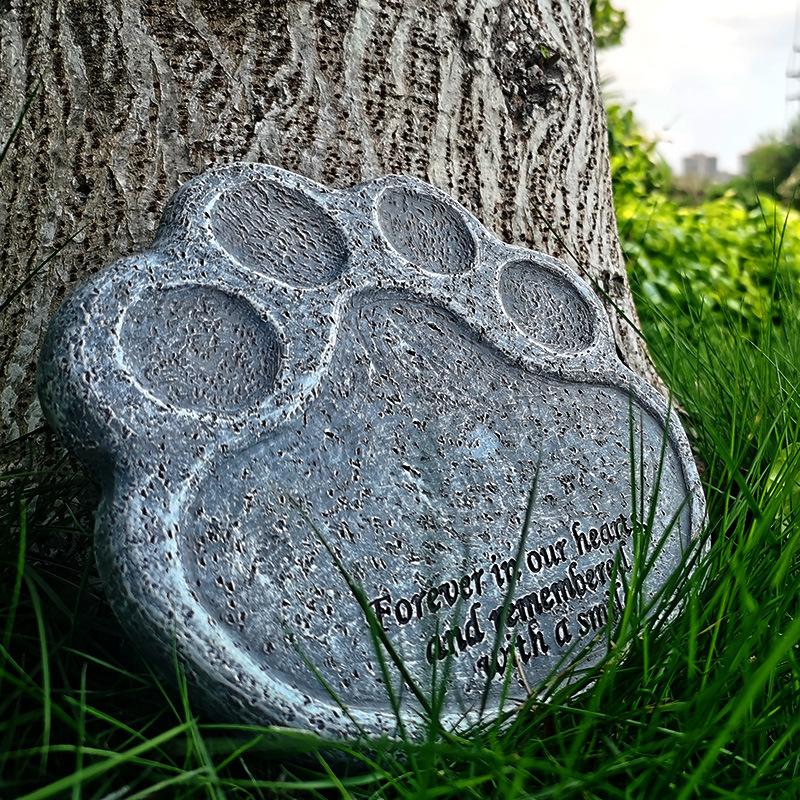 Creative Resin Cat Dog Paw Ornament Pet Memorial Stone Garden Animal Statue Decor New Pet Memorial Dog And Cat Memorial Stone (as the picture,Default bottom text)