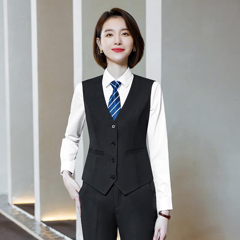 

Женский профессиональный костюм-двойка: жилет и брюки, не требующий глажки 3XL