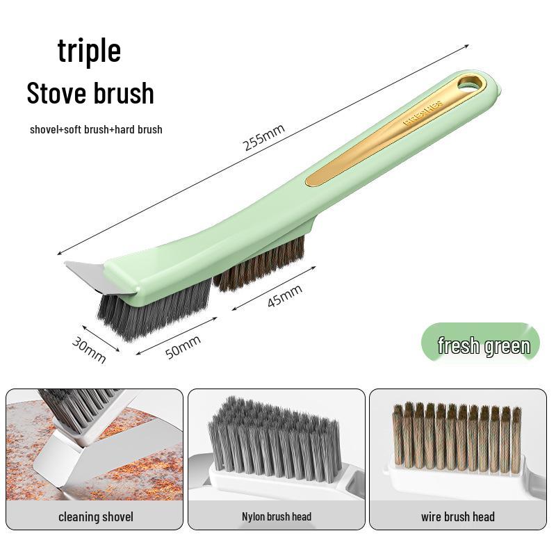 Multifunctional Kitchen Stove Gap Cleaning Brush with Long Handle & Steel Wire for Stain Removal